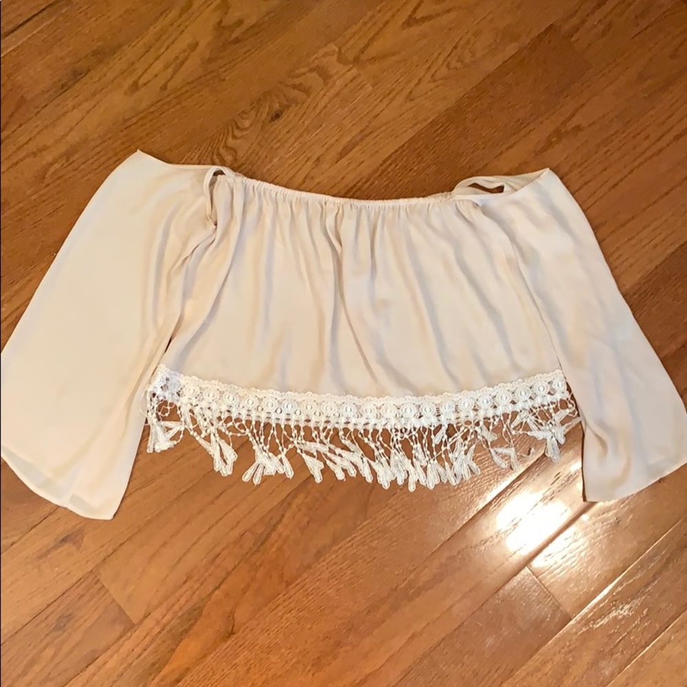 Off the shoulder frill crop top